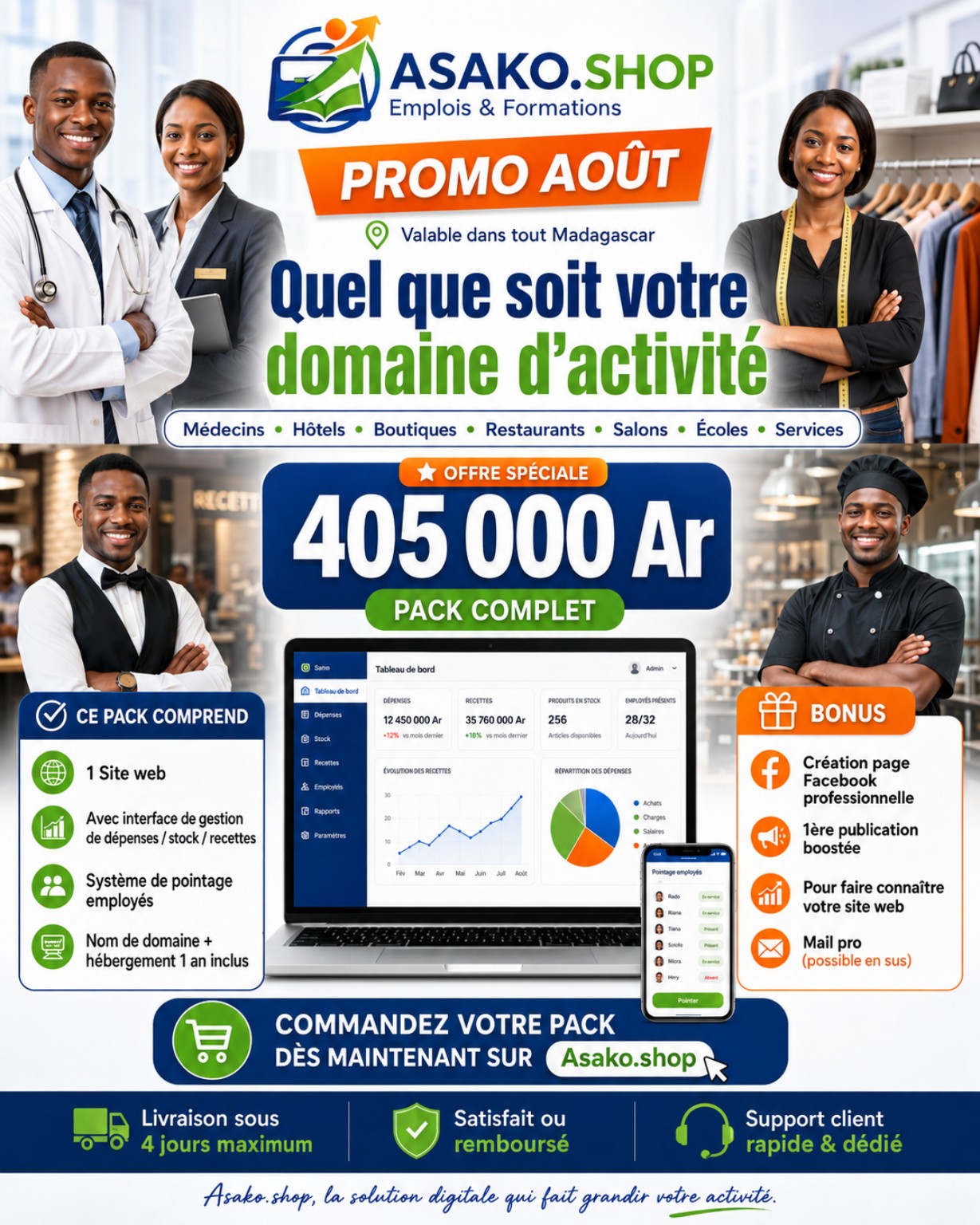 Offre de création de site web Asako.shop
